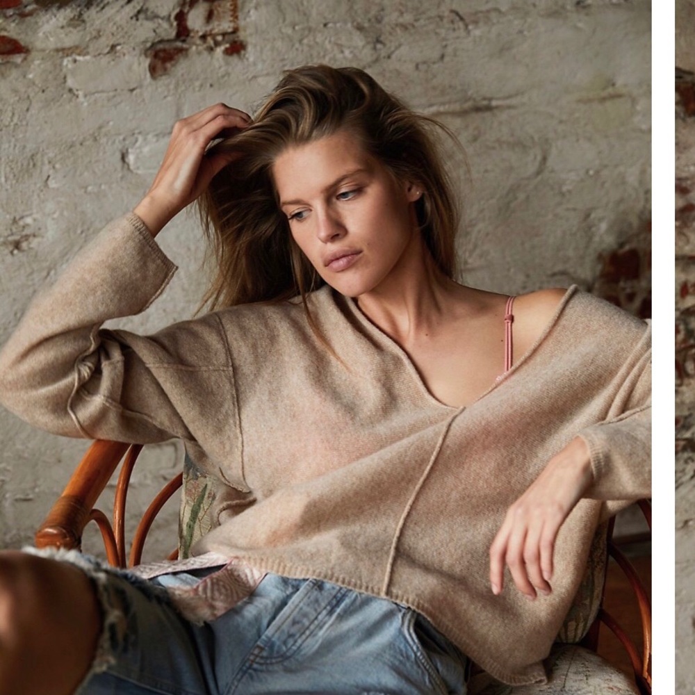 Free people solitaire cashmere v neck sweater